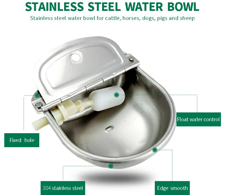 Stainless Steel Cattle Water Bowl with Float Valve